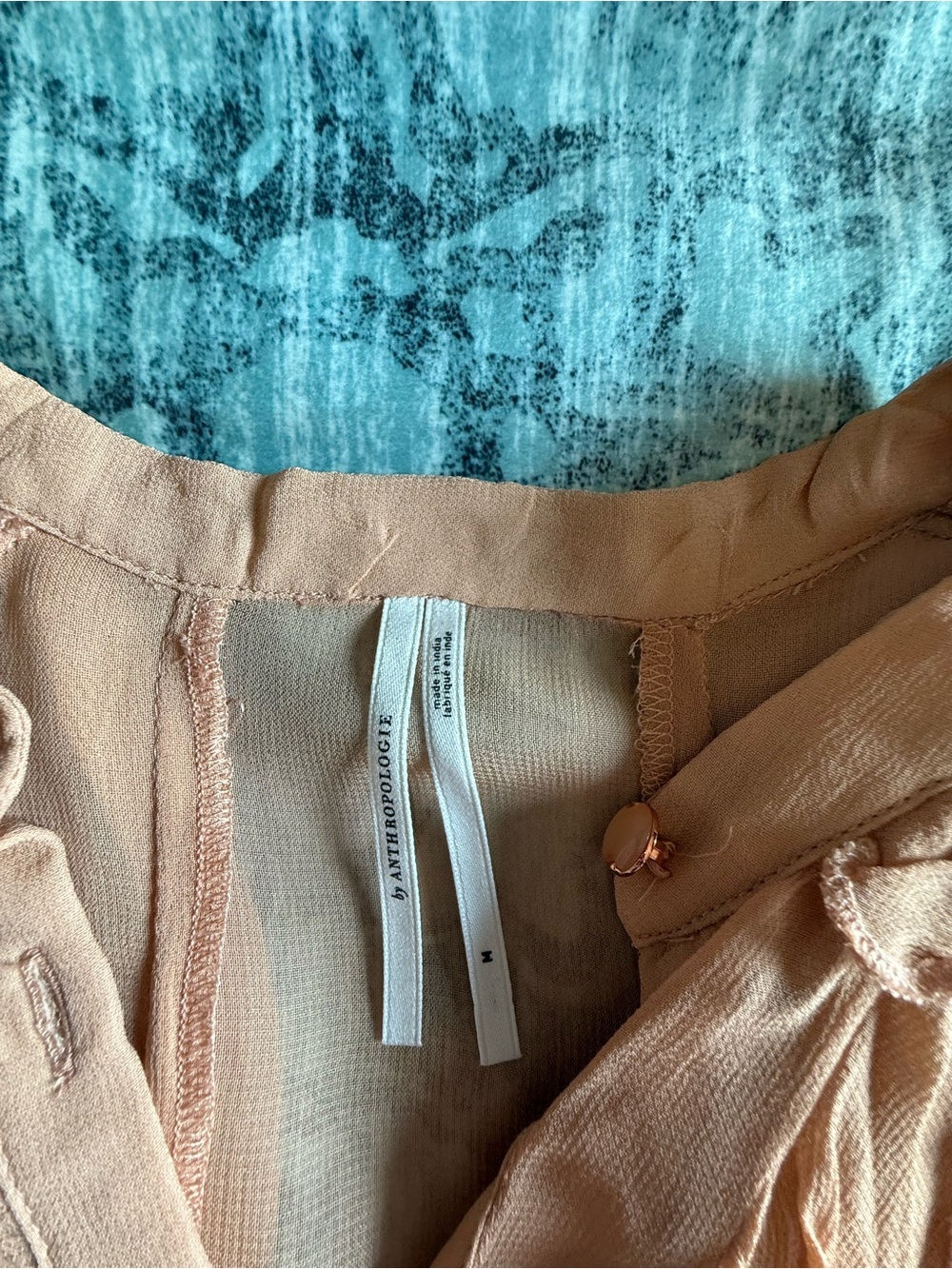 Anthropologie Peach Ruffle Button-Down Blouse - Picture 4 of 6